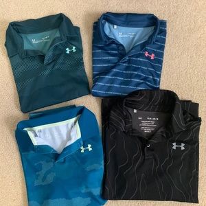 Boys Under Armour golf shirts.  Large.  Set of 4.